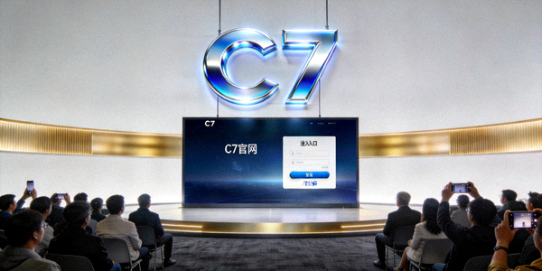 C7官网正式上线发布会现场图片，展示官方入口界面与全新品牌标识