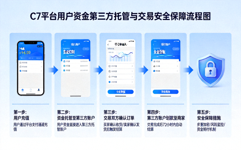 C7平台用户资金第三方托管与交易安全保障流程图