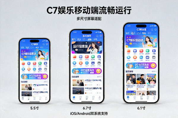 C7娱乐移动端应用在多种手机屏幕上流畅运行的展示图